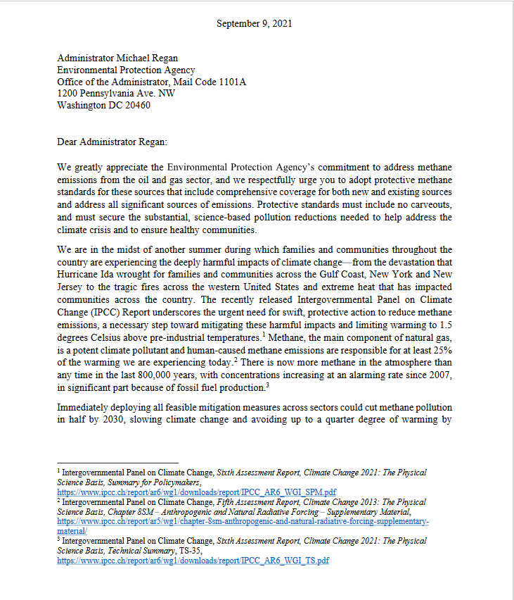 NGO Letter to EPA, re: Methane Standards