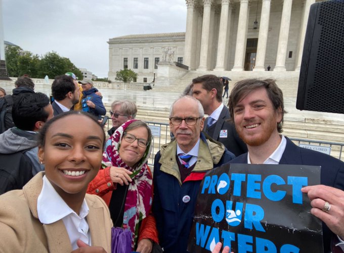 Outside the Supreme Court at the Protect Our Waters Rally, October 3 2022. hea Louis - Sean Jackson - Lynn Thorp - Bob Wendelgass