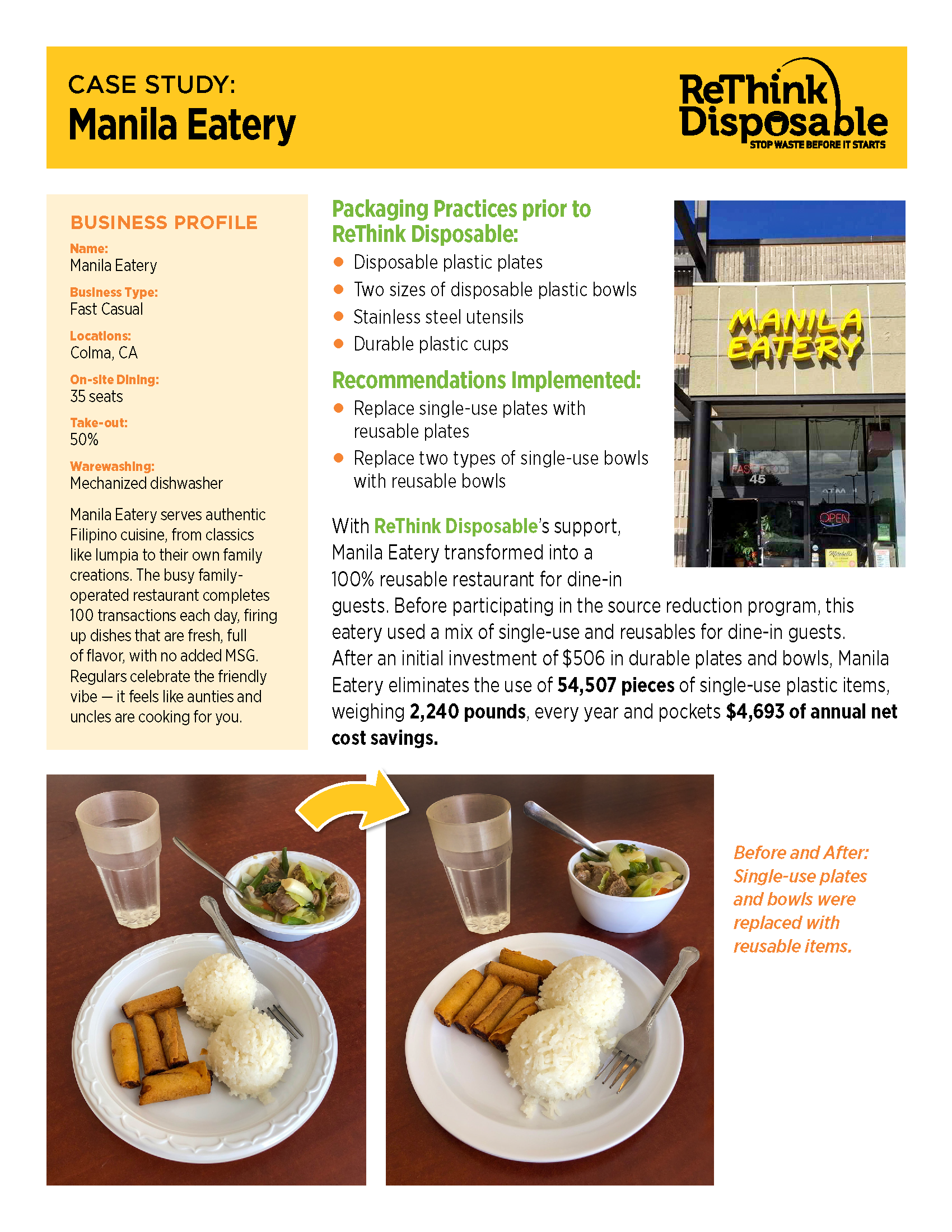 ReThink Disposable Case Study | Manila Eatery, Page 1