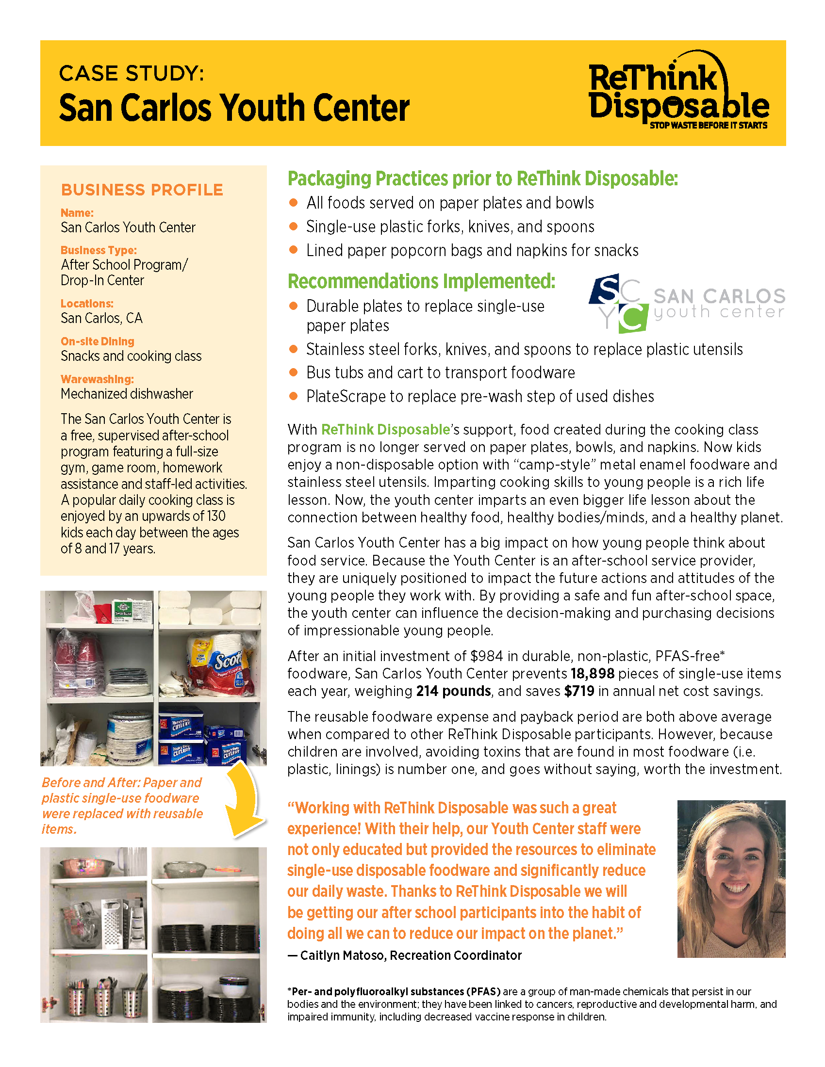 ReThink Disposable Case Study | San Carlos Youth Center, Page 1