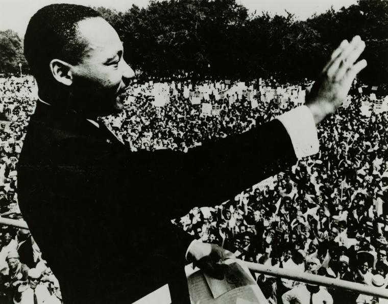 Martin Luther King greeting crowd in Washington DC. 