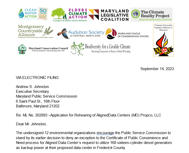 Screenshot of the beginning of the comment letter in the text of the blog post. At the top are the logos of signatories.