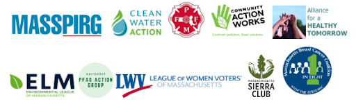 Image of logos for Clean Water Action and MASSPIRG PFAS Coalition