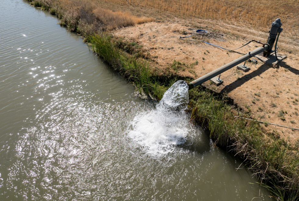 Groundwater being pumped into a reservoir