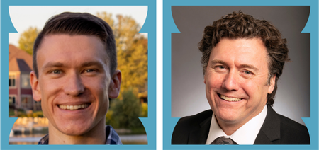 Separate headshots of two smiling men