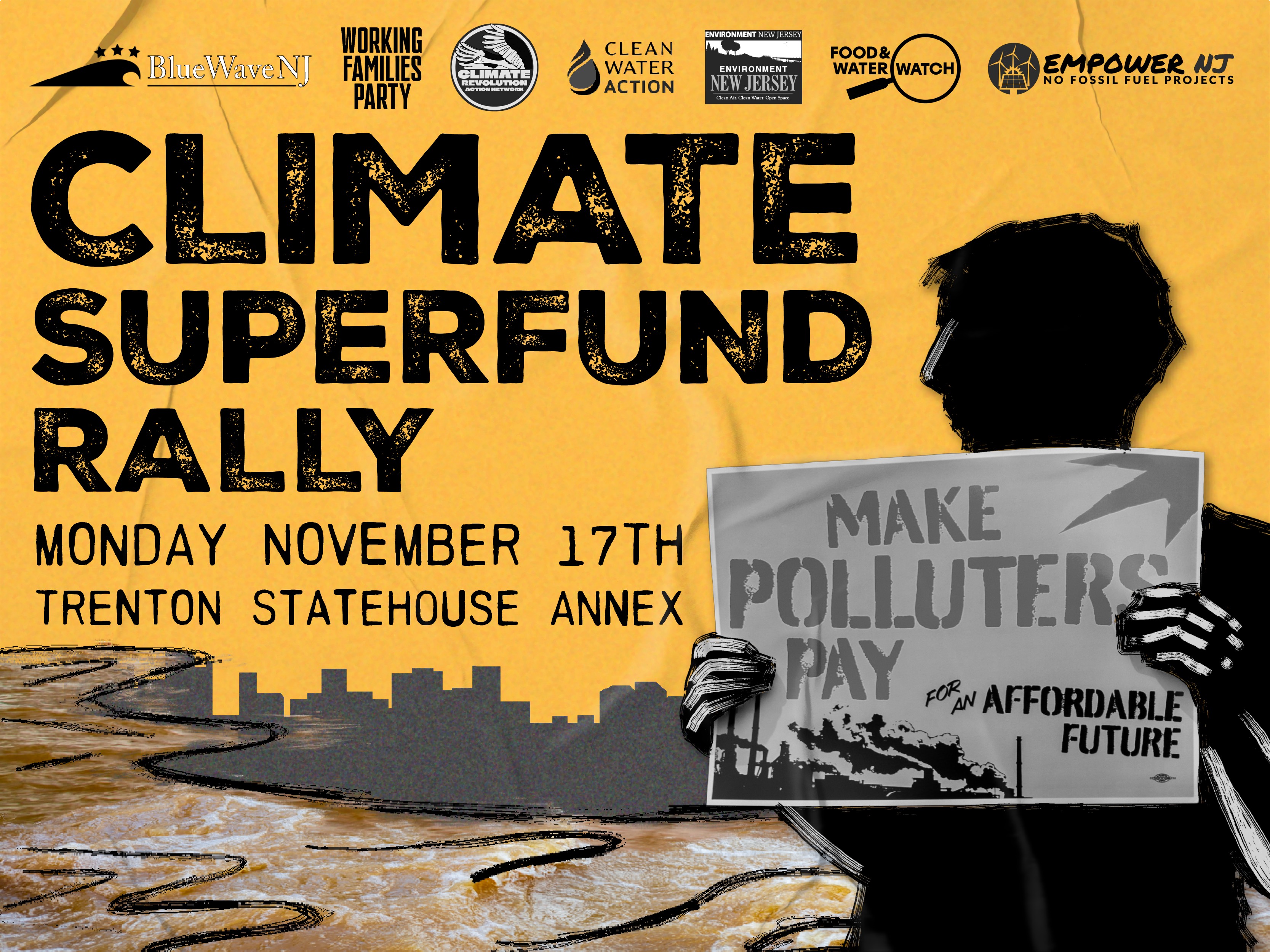 climate superfund rally in nj - graphic design