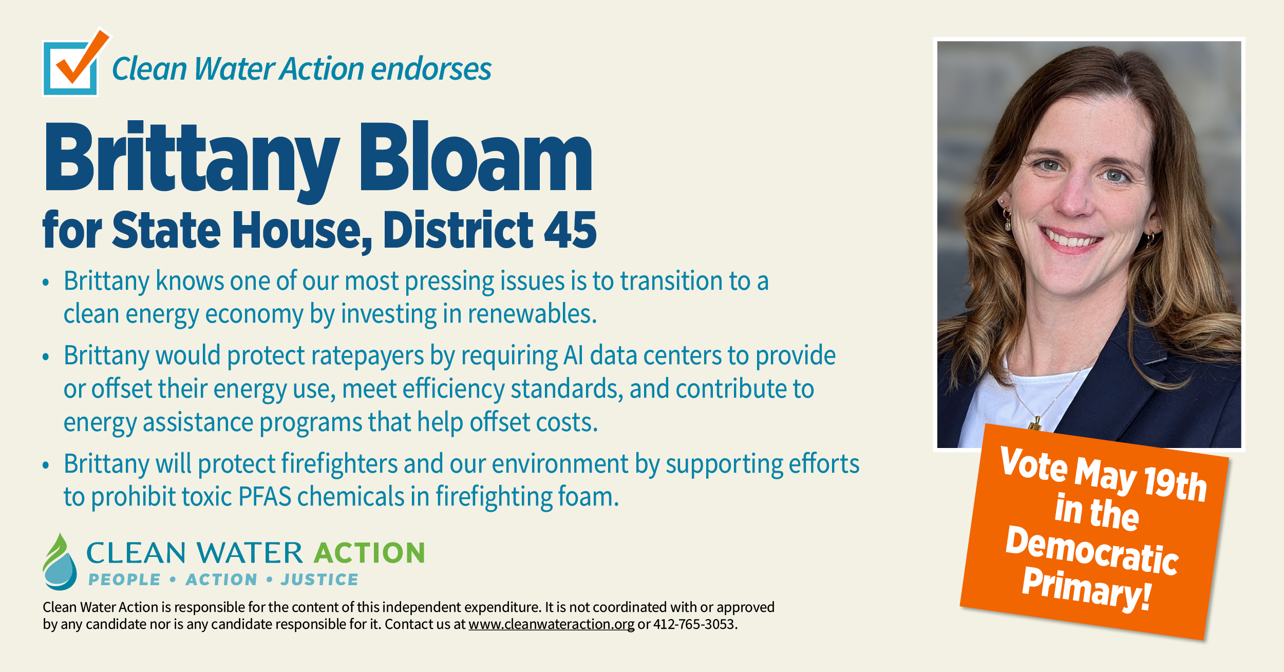 Clean Water Action Endorsement Graphic: Brittany Bloam