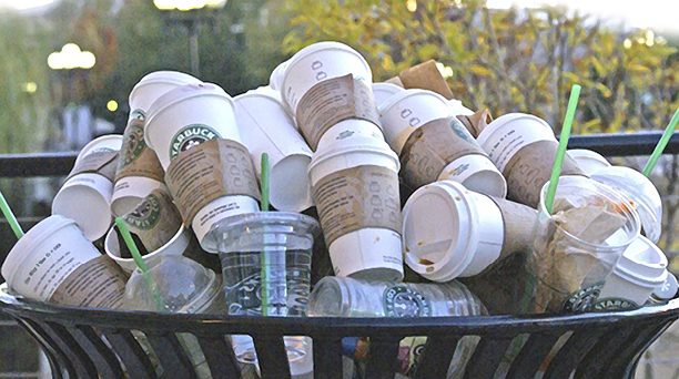 Cups in trash