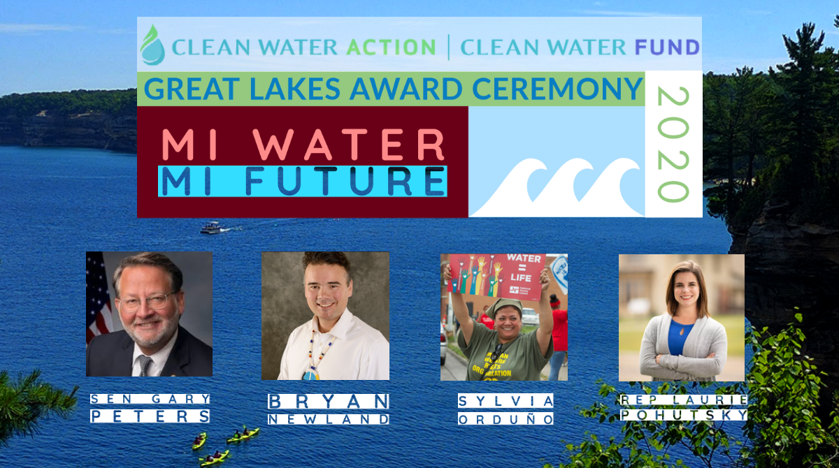 Great Lakes Award Celebration 2020 Awardees: Gary Peters, Bryan Newland, Sylvia Orduno, Laurie Pohutsky