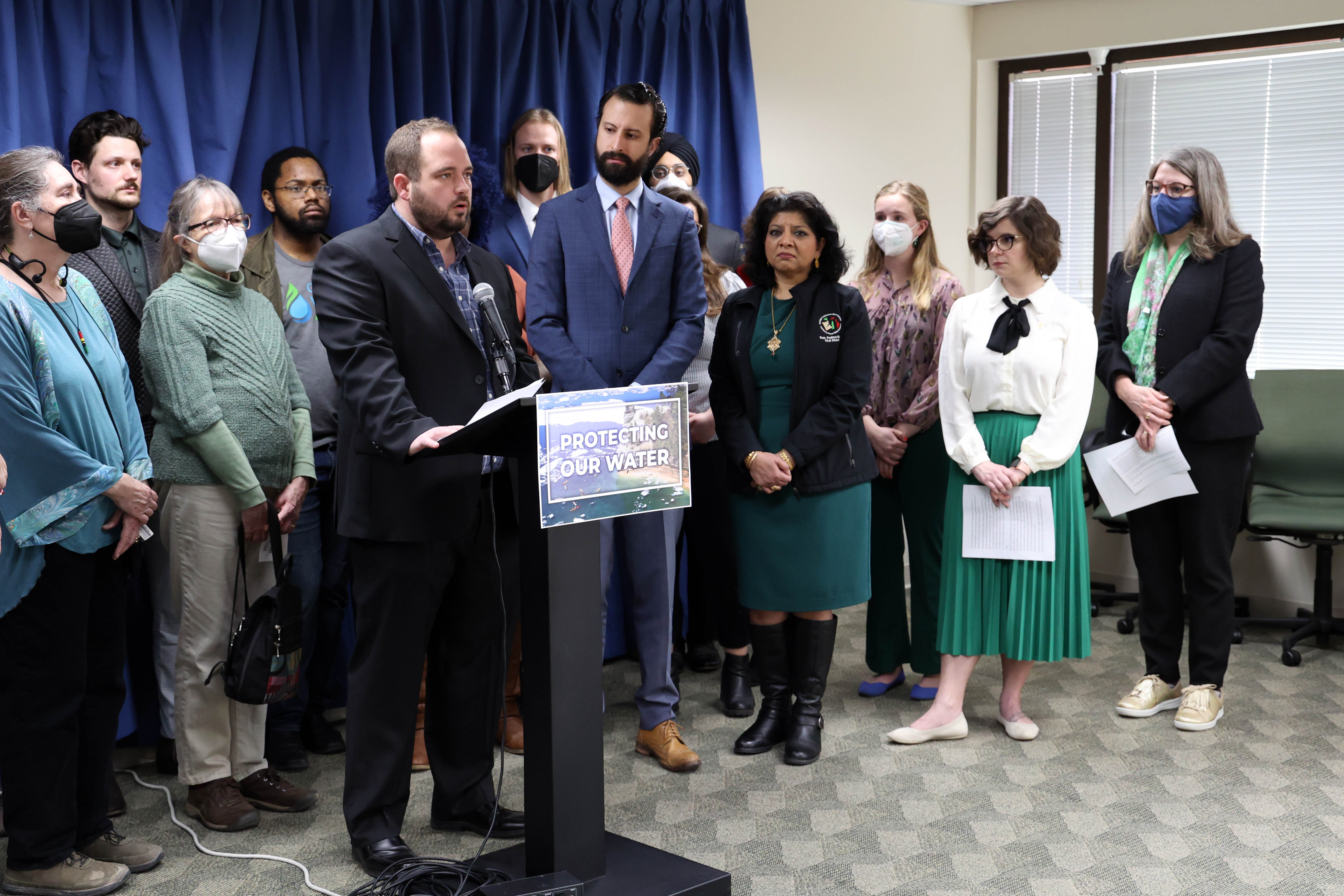 In March, Clean Water Action Legislative and Policy Director Sean McBrearty joined Michigan Representatives to speak about the public trust bill package.