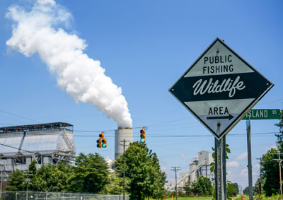 Toxic Power Plant near a fishing spot - Photo courtesy Pete Harrsion, Waterkeeper Alliance