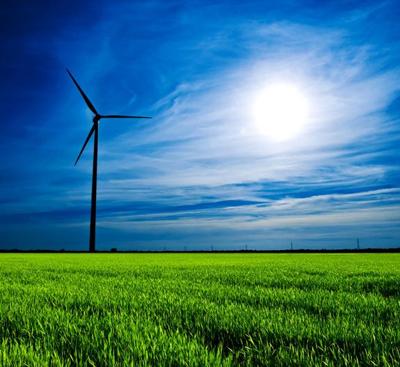Clean Energy Wind Turbine Sun