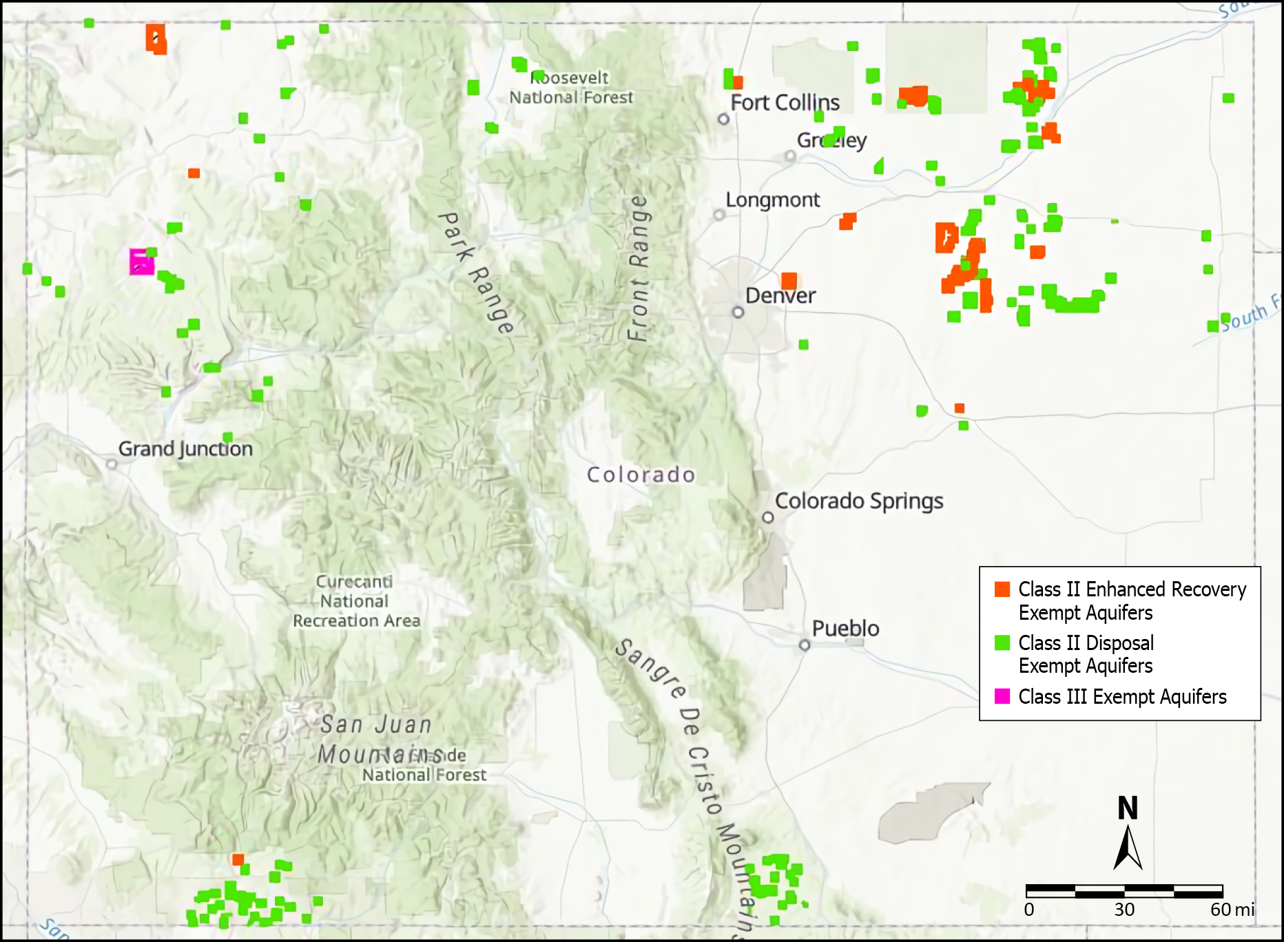 Map of Colorado aquifer exemptions