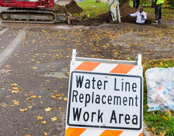Wate Line Replacement Work Area Sign