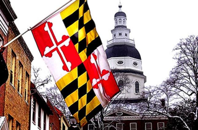Maryland State House and Flag