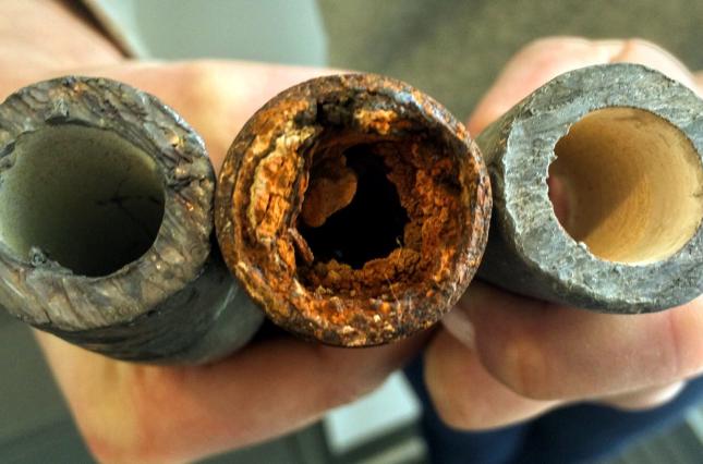 Corroded lead pipes