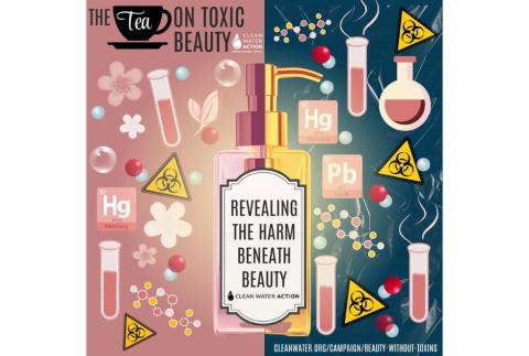 Graphic of NJ's The Tea on Toxic Beauty Campaign