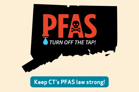 Graphic design that says PFAS Turn off the Tap