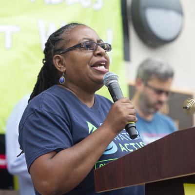 Kim gaddy speaking at rise rally
