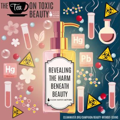 Graphic of NJ's The Tea on Toxic Beauty Campaign