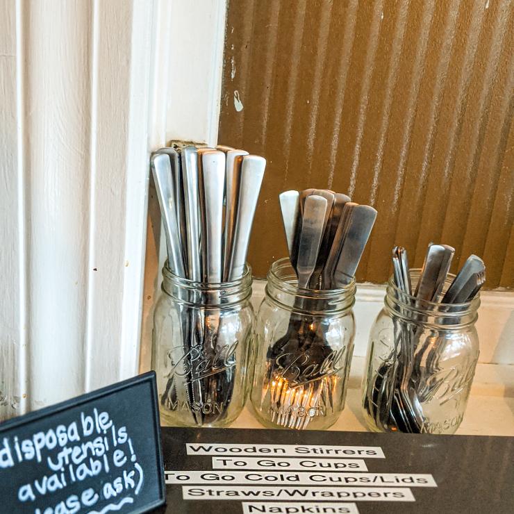 Utensil Station at Ballast Coffee after reusable item switch
