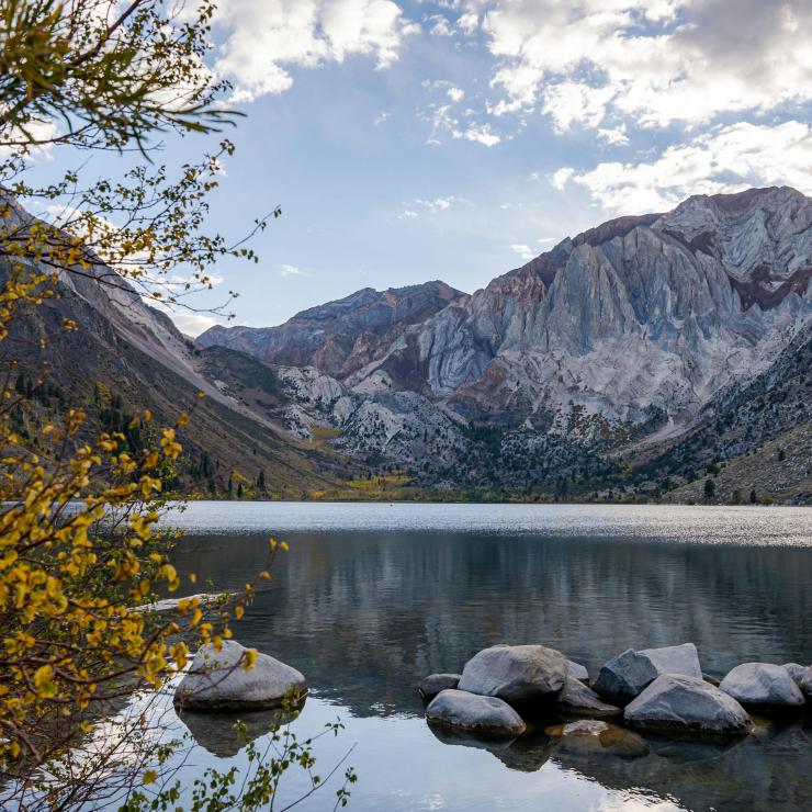 Mountain reflected in a still lake