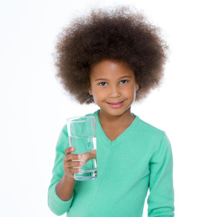 child drinking tap water