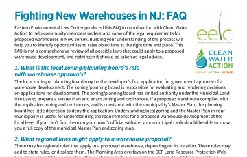 Fighting New Warehouses in NJ FAQ Fact Sheet | Page 1