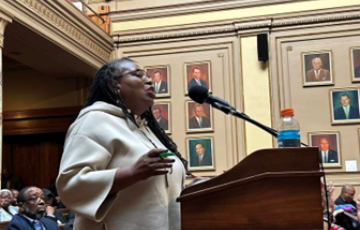 Image of Clean Water Action's EJ Director Kim Gaddy testifying