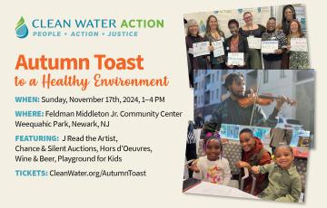 Graphic of Clean Water Action's annual event Autumn Toast in Newark, NJ