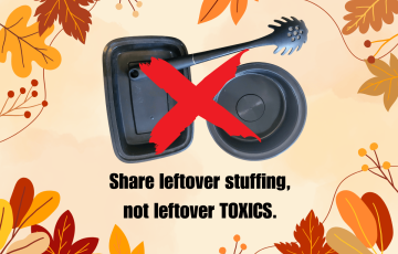 Graphic design that says share leftover stuffing, not leftover toxics