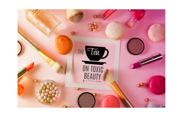 image of make-up products with tea on toxic beauty logo