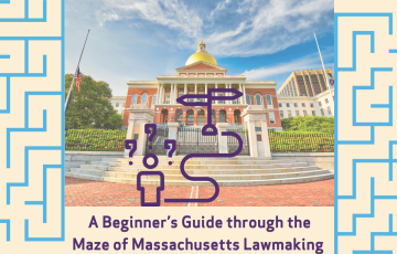 Graphic design with an image of the MA capitol building