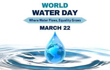 Droplet of water going into bigger puddle of water - world water day