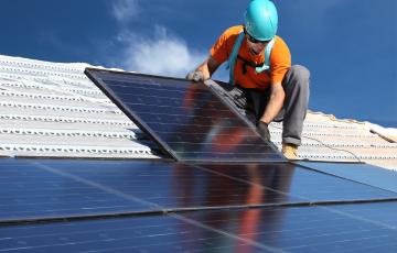 Rooftop solar panel installation