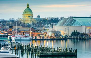 Capitol Dome in Annapolis, view of the Bay. Photo credit: Sean Pavone / Shutterstock