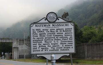 Matewan Massacre marker, Matewan, WV. photo: NDB