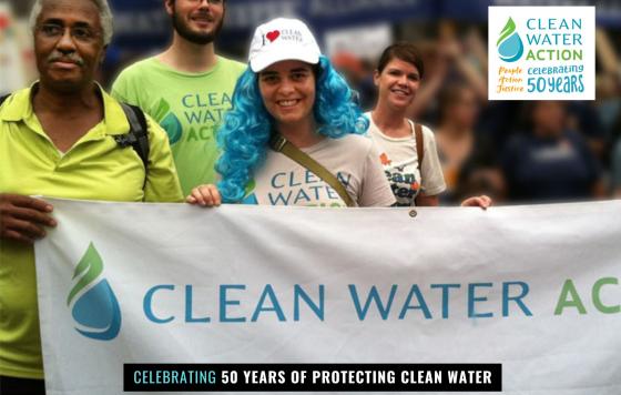 Clean Water Action staff holding a banner