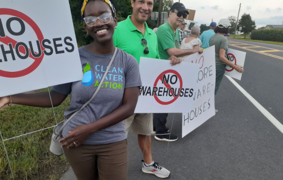 No Warehouses protest in New Jersey with Tolani Taylor from Clean Water Action and other community members