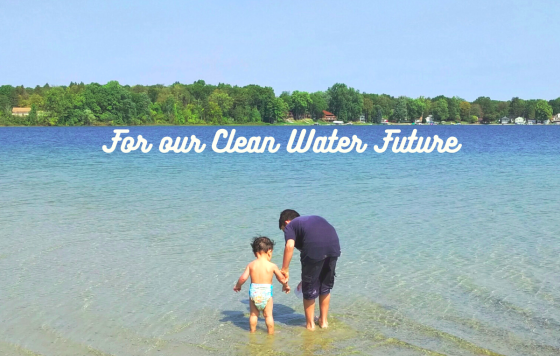 Children wading into a Michigan lake. "For Our Clean Water Future". Photo: Jen Schlicht