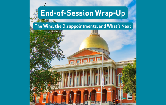 Image of the capitol buiding in Massachusetts with text that says End-Of-Session Wrap-Up!