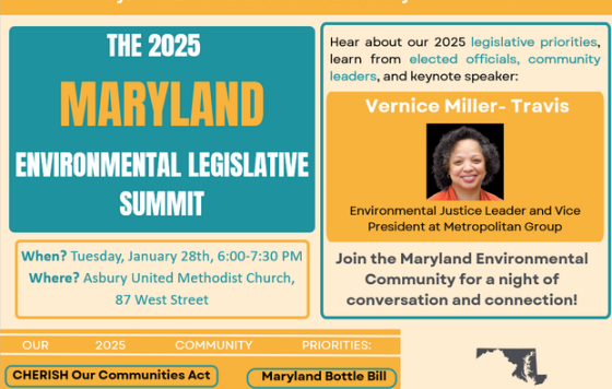 Graphic with info in text about the Maryland Environmental Legislative Summit