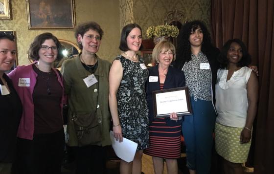 Ellie (3rd from left) joins Clean Water Action in honoring Senator Cynthia Stone Creem (D-Newton) for her work on legislation to ban toxic flame retardants