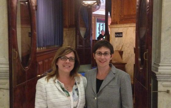 Massachusetts Representative Michelle DuBois (D) Tenth Plymouth District with Becky Smith, MA Campaigns Director CWA