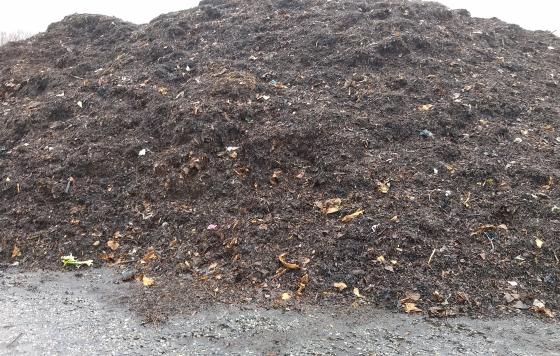 A compost pile at Prince George's County's compost facility.
