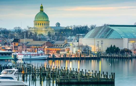 Capitol Dome in Annapolis, view of the Bay. Photo credit: Sean Pavone / Shutterstock