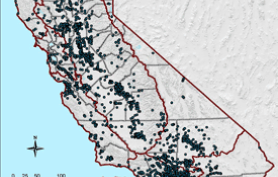 Map of Hex-Chrome sites in California